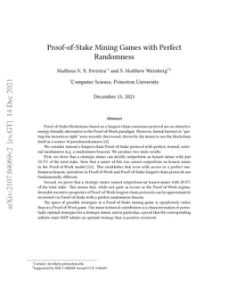 Proof-of-Stake Mining Games with Perfect Randomness