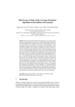 Effectiveness of State-of-the-Art Super Resolution Algorithms in
  Surveillance Environment
