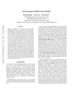 Safe Learning of Lifted Action Models