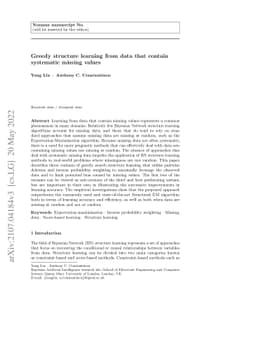 Greedy structure learning from data that contain systematic missing
  values
