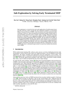 Safe Exploration by Solving Early Terminated MDP