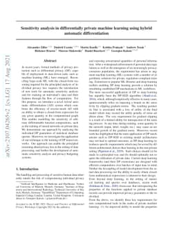Sensitivity analysis in differentially private machine learning using
  hybrid automatic differentiation