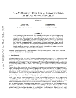 Can We Replicate Real Human Behaviour Using Artificial Neural Networks?