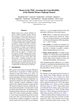 Memes in the Wild: Assessing the Generalizability of the Hateful Memes
  Challenge Dataset