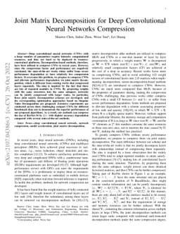 Joint Matrix Decomposition for Deep Convolutional Neural Networks
  Compression