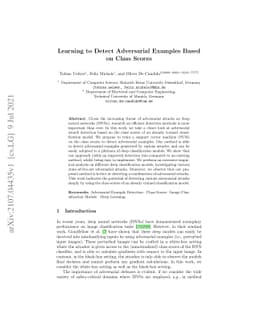 Learning to Detect Adversarial Examples Based on Class Scores