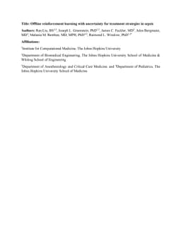 Offline reinforcement learning with uncertainty for treatment strategies
  in sepsis