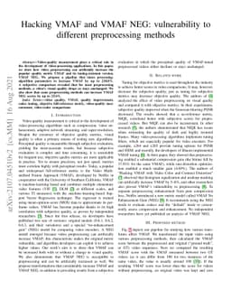 Hacking VMAF and VMAF NEG: vulnerability to different preprocessing
  methods