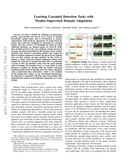 Learning Cascaded Detection Tasks with Weakly-Supervised Domain
  Adaptation