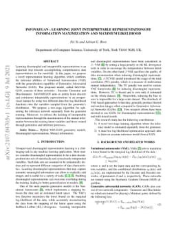 InfoVAEGAN : learning joint interpretable representations by information
  maximization and maximum likelihood