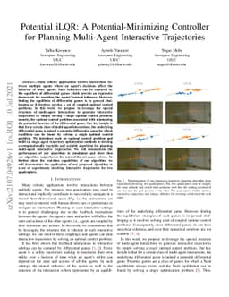 Potential iLQR: A Potential-Minimizing Controller for Planning
  Multi-Agent Interactive Trajectories