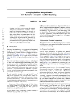 Leveraging Domain Adaptation for Low-Resource Geospatial Machine
  Learning