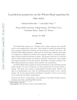 A prediction perspective on the Wiener-Hopf equations for time series