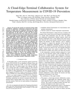 A Cloud-Edge-Terminal Collaborative System for Temperature Measurement
  in COVID-19 Prevention
