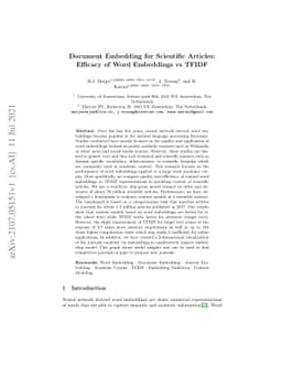 Document Embedding for Scientific Articles: Efficacy of Word Embeddings
  vs TFIDF