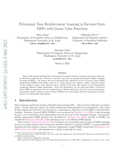 Polynomial Time Reinforcement Learning in Factored State MDPs with
  Linear Value Functions