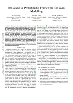 Prb-GAN: A Probabilistic Framework for GAN Modelling