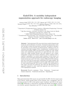 EndoUDA: A modality independent segmentation approach for endoscopy
  imaging