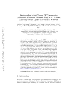 Synthesizing Multi-Tracer PET Images for Alzheimer's Disease Patients
  using a 3D Unified Anatomy-aware Cyclic Adversarial Network