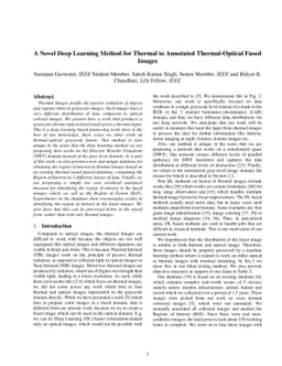 A Novel Deep Learning Method for Thermal to Annotated Thermal-Optical
  Fused Images