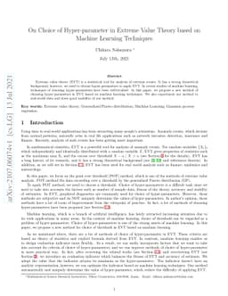 On Choice of Hyper-parameter in Extreme Value Theory based on Machine
  Learning Techniques