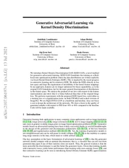 Generative Adversarial Learning via Kernel Density Discrimination
