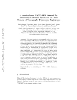 Attention based CNN-LSTM Network for Pulmonary Embolism Prediction on
  Chest Computed Tomography Pulmonary Angiograms