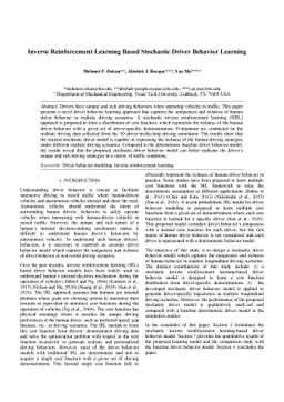 Inverse Reinforcement Learning Based Stochastic Driver Behavior Learning