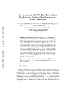 On the Analysis of MUD-Files' Interactions, Conflicts, and Configuration
  Requirements Before Deployment