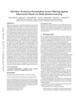 AdvFilter: Predictive Perturbation-aware Filtering against Adversarial
  Attack via Multi-domain Learning