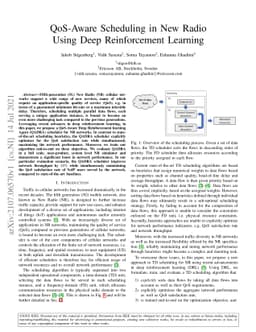 QoS-Aware Scheduling in New Radio Using Deep Reinforcement Learning