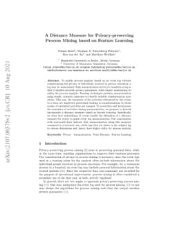 A Distance Measure for Privacy-preserving Process Mining based on
  Feature Learning