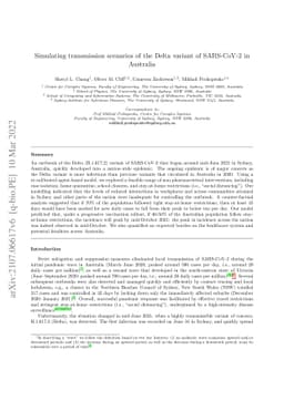 Simulating transmission scenarios of the Delta variant of SARS-CoV-2 in
  Australia
