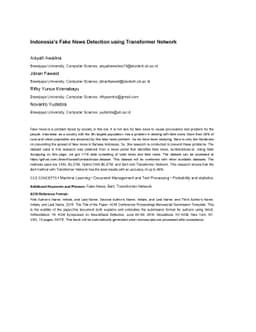 Indonesia's Fake News Detection using Transformer Network