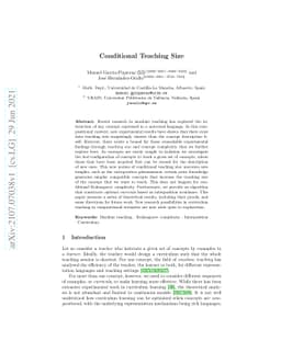 Conditional Teaching Size