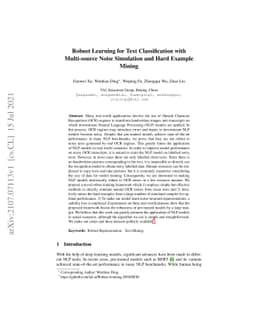 Robust Learning for Text Classification with Multi-source Noise
  Simulation and Hard Example Mining