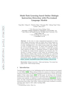 Multi-Task Learning based Online Dialogic Instruction Detection with
  Pre-trained Language Models