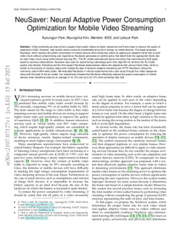 NeuSaver: Neural Adaptive Power Consumption Optimization for Mobile
  Video Streaming