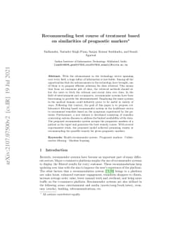 Recommending best course of treatment based on similarities of
  prognostic markers