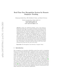 Real-Time Face Recognition System for Remote Employee Tracking