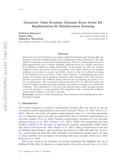 Geometric Value Iteration: Dynamic Error-Aware KL Regularization for
  Reinforcement Learning
