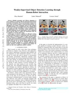 Weakly-Supervised Object Detection Learning through Human-Robot
  Interaction