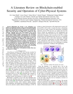 A Literature Review on Blockchain-enabled Security and Operation of
  Cyber-Physical Systems