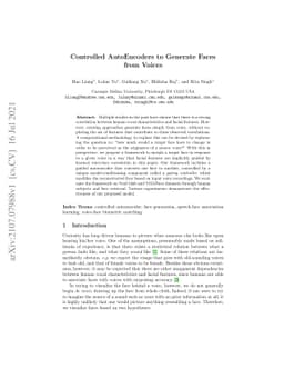Controlled AutoEncoders to Generate Faces from Voices