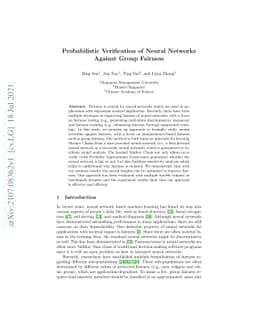 Probabilistic Verification of Neural Networks Against Group Fairness