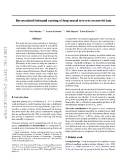 Decentralized federated learning of deep neural networks on non-iid data