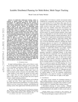 Scalable Distributed Planning for Multi-Robot, Multi-Target Tracking