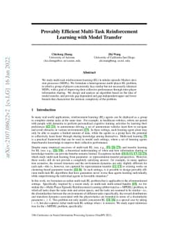 Provably Efficient Multi-Task Reinforcement Learning with Model Transfer