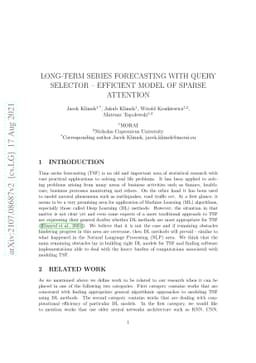 Long-term series forecasting with Query Selector -- efficient model of
  sparse attention