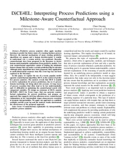 DiCE4EL: Interpreting Process Predictions using a Milestone-Aware
  Counterfactual Approach
